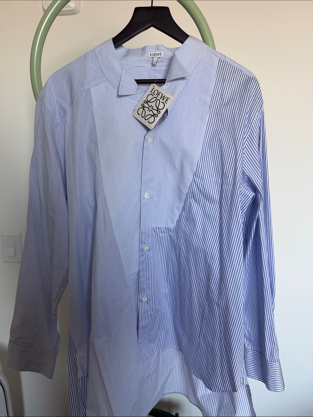 Loewe Blue & White Striped Panel ASYMMETRIC Shirt
